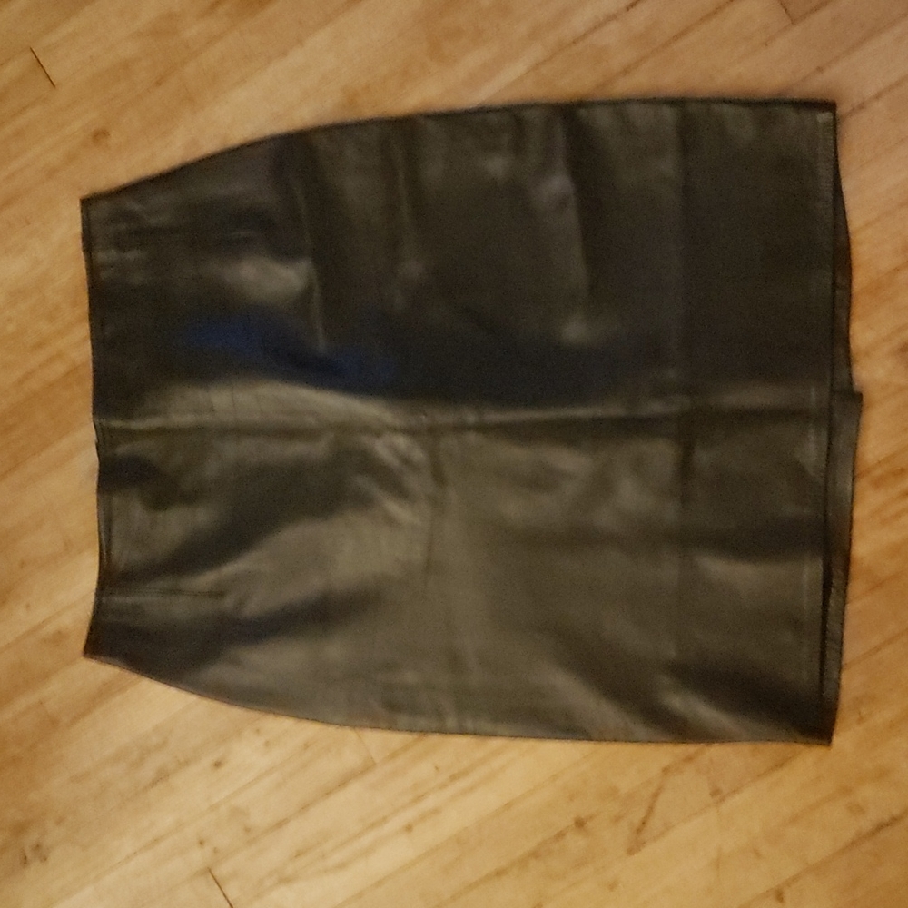 Saks Fifth Avenue  Lamb skin black Leather Skirt
